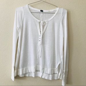 Free People Semi Sheer Long Sleeve Casual White Size XS